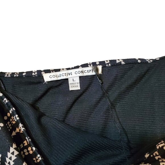 BLACK/BEIGE ONE SHOULDER TOP SIZE LARGE - Picture 6 of 10